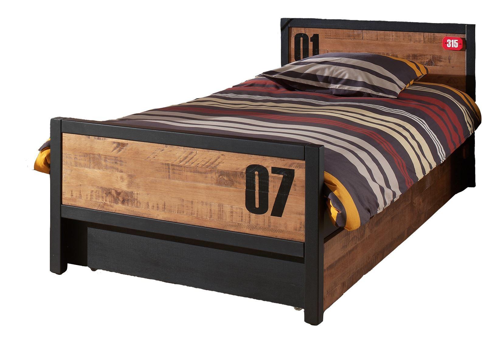wohnli-moebel-suche-800001312445 Wohnli Möbelsuche - EINZELBETT Kameko 209x75x97 aus Massivholz+MDF in Schwarz/Natur
