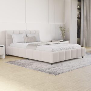 wohnli-moebel-suche-800001316161-1 POLSTERBETT Florenz creme 140x200 cm mit Matratze Holz Juskys Möbel > Betten > Polsterbetten Weiß