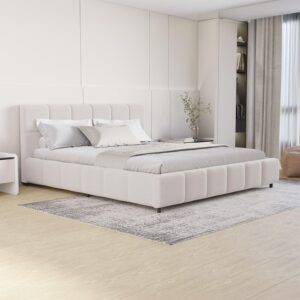 wohnli-moebel-suche-800001316166-1 POLSTERBETT Florenz creme 180x200 cm mit Matratze Holz Juskys Möbel > Betten > Polsterbetten Weiß
