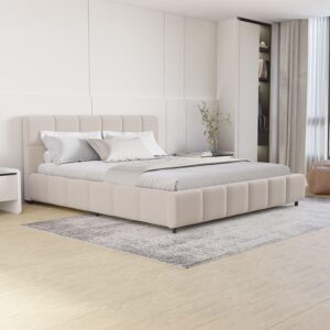 wohnli-moebel-suche-800001316169-1 POLSTERBETT Florenz beige 180x200 cm mit Matratze Holz Juskys Möbel > Betten > Polsterbetten Beige