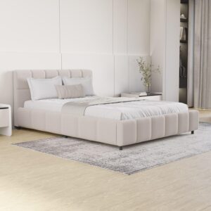 POLSTERBETT Florenz beige 140x200 cm Holz Juskys Möbel > Betten > Polsterbetten Beige