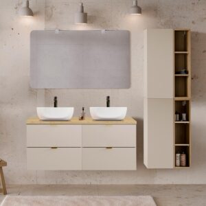 DOPPELWASCHTISCH 120.6cm Azel Kaschmir Holzwerkstoff Petits-meubles Möbel > Schränke > Badezimmerschränke > Waschtische Beige