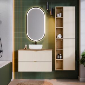 WASCHTISCH 80.6cm Azel Kaschmir Holzwerkstoff Petits-meubles Möbel > Schränke > Badezimmerschränke > Waschtische Beige