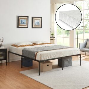 METALLBETT Vårdö mit Matratze Textil [en.casa] Möbel > Betten Schwarz