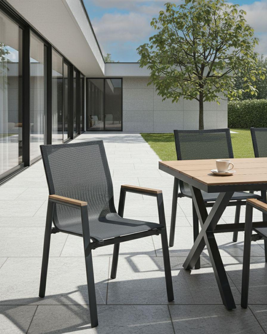GARTENSTUHL 4er-Set Schwarz Tiano Metall Beliani Garten & Outdoor > Gartenmöbel > Gartenstühle Schwarz