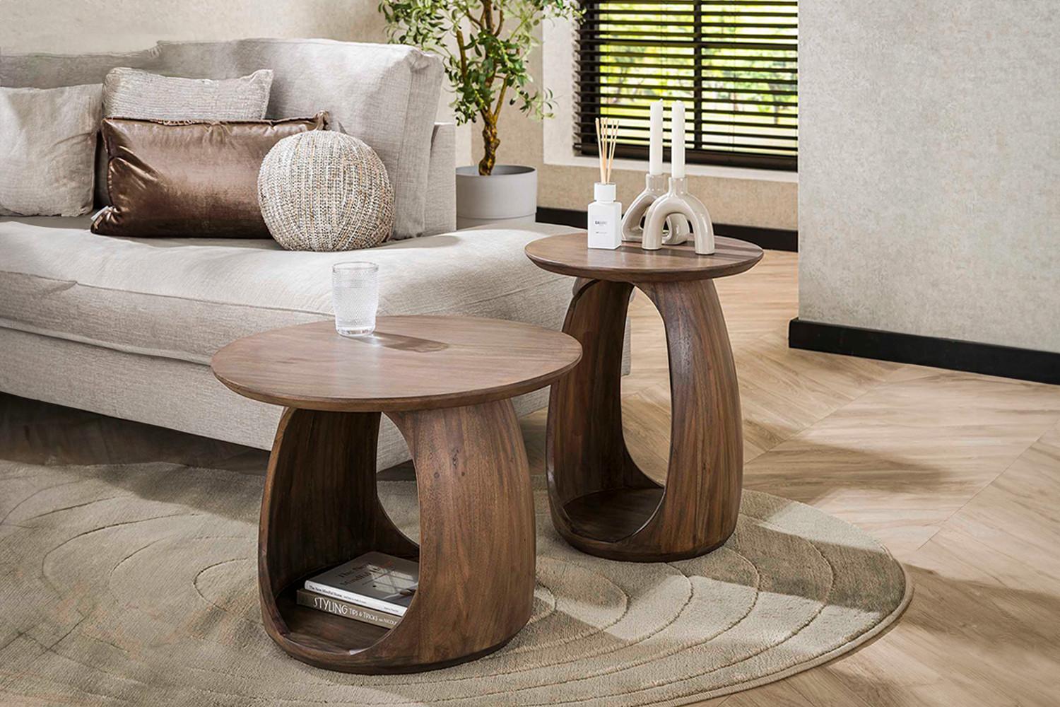 wohnli-moebel-suche-800001325779-1 BEISTELLTISCH MEVA Braun Akazie Holz KAWOLA Möbel > Tische > Beistelltische Braun