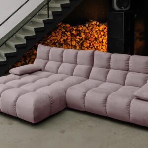 ECKSOFA VIVIEN Grau Velvet Textil KAWOLA Möbel > Sofas & Couches > Wohnlandschaften > Ecksofas Grau