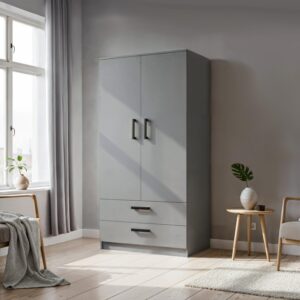 DREHTÜRENSCHRANK DOVI 90/180/50 cm 2-türig Grau Holzwerkstoff MASSENO Möbel > Schränke > Kleiderschränke > Drehtürenschränke Grau