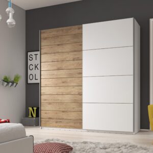 wohnli-moebel-suche-800001327046-1 SCHWEBETÜRENSCHRANK GALASSIA 270/210/61 cm 2-türig Weiß Holzwerkstoff MASSENO Möbel > Schränke > Kleiderschränke > Schwebetürenschränke Weiß