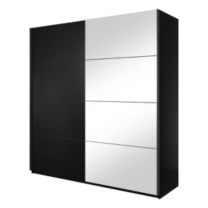 wohnli-moebel-suche-800001327048 Wohnli Möbelsuche - SCHWEBETÜRENSCHRANK BETTINA 221/210/61 cm 2-türig mit Spiegel Schwarz