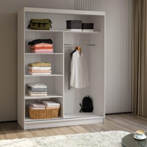 wohnli-moebel-suche-800001327084-1 SCHWEBETÜRENSCHRANK VITALE 160/216/61 cm 2-türig Schwarz Holzwerkstoff MASSENO Möbel > Schränke > Kleiderschränke > Schwebetürenschränke Schwarz