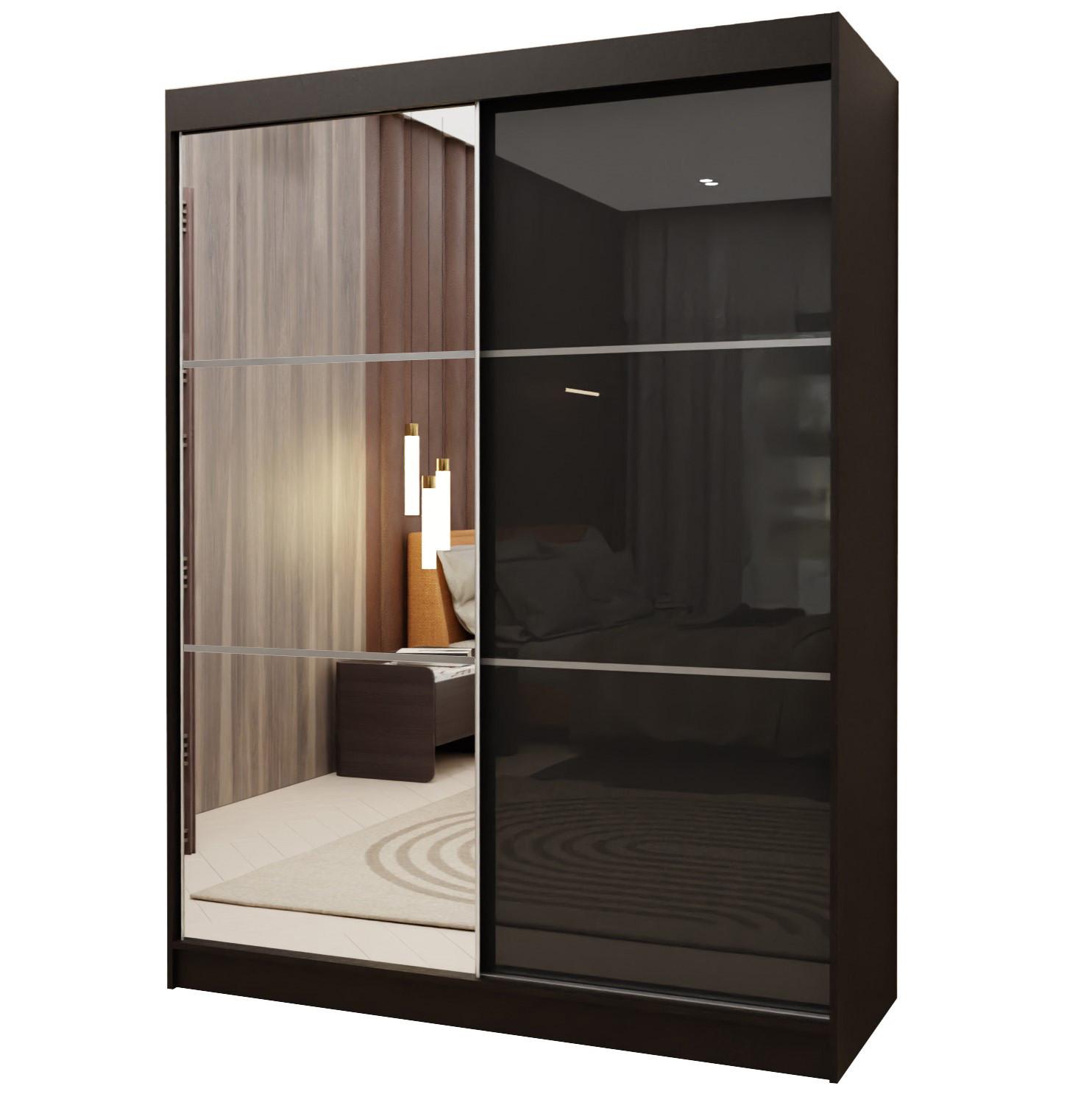 wohnli-moebel-suche-800001327103 Wohnli Möbelsuche - SCHWEBETÜRENSCHRANK VITALE 160/216/61 cm 2-türig mit Spiegel Schwarz