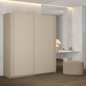 wohnli-moebel-suche-800001327105-1 SCHWEBETÜRENSCHRANK VANTE 180/210/62 cm 2-türig Beige Holzwerkstoff MASSENO Möbel > Schränke > Kleiderschränke > Schwebetürenschränke Beige