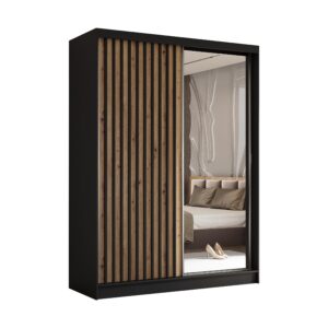 wohnli-moebel-suche-800001327124 Wohnli Möbelsuche - SCHWEBETÜRENSCHRANK LAMELLO 160/216/61 cm 2-türig mit Spiegel Schwarz