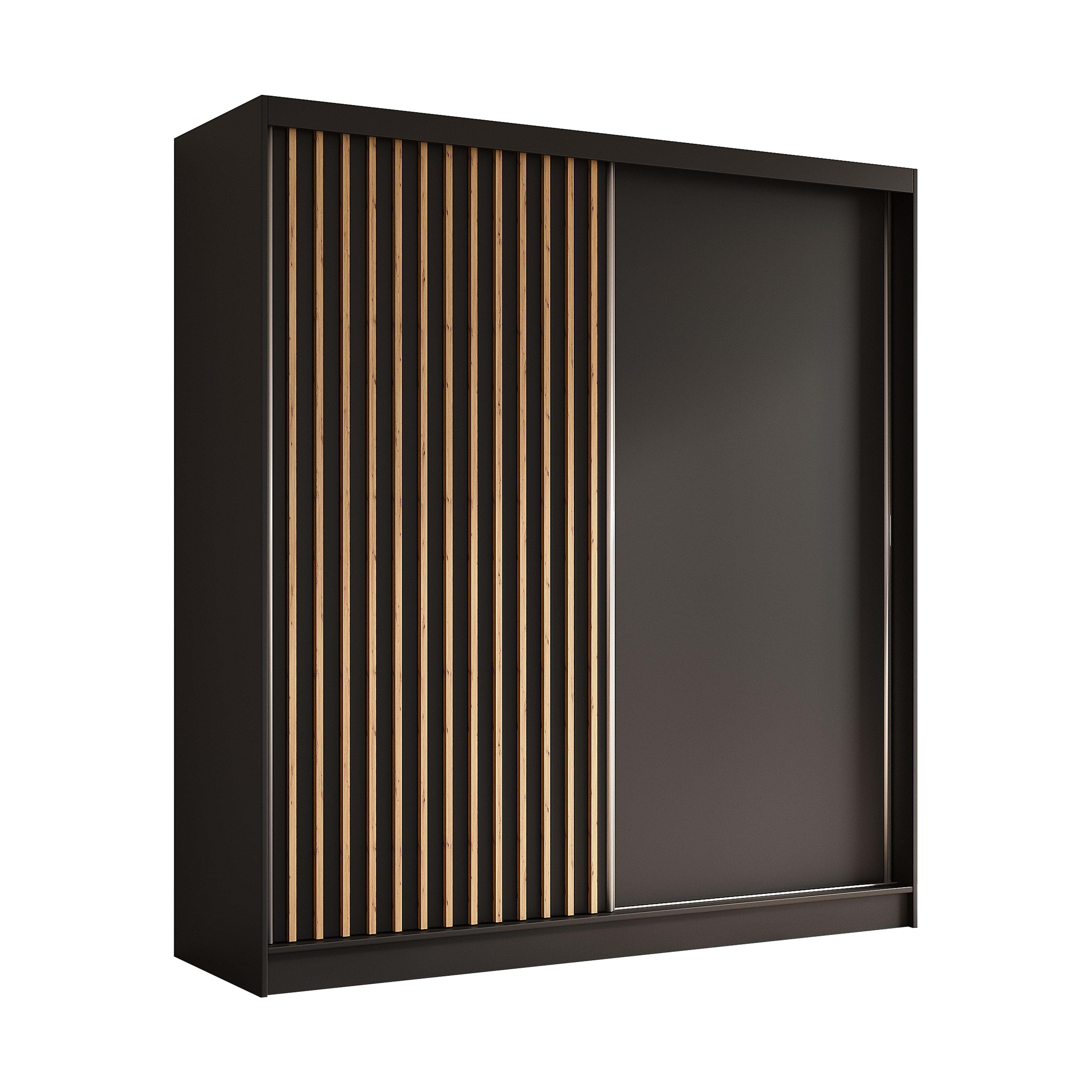 wohnli-moebel-suche-800001327129 Wohnli Möbelsuche - SCHWEBETÜRENSCHRANK LAMELLO 200/216/61 cm 2-türig Schwarz