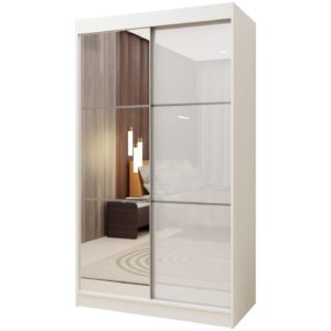 Wohnli Möbelsuche - SCHWEBETÜRENSCHRANK VITALE 120/216/61 cm 2-türig mit Spiegel Weiß