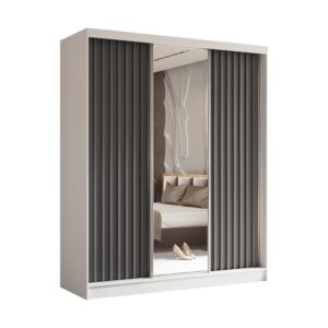 wohnli-moebel-suche-800001327153 Wohnli Möbelsuche - SCHWEBETÜRENSCHRANK LAMELLO 180/216/61 cm 3-türig mit Spiegel Weiß
