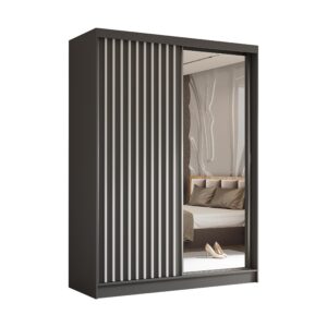 wohnli-moebel-suche-800001327168 Wohnli Möbelsuche - SCHWEBETÜRENSCHRANK LAMELLO 160/216/61 cm 2-türig mit Spiegel Grau