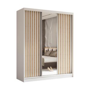 wohnli-moebel-suche-800001327197 Wohnli Möbelsuche - SCHWEBETÜRENSCHRANK LAMELLO 180/216/61 cm 3-türig mit Spiegel Weiß