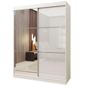Wohnli Möbelsuche - SCHWEBETÜRENSCHRANK VITALE 160/216/61 cm 2-türig mit Spiegel Weiß