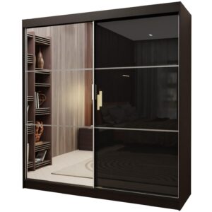 wohnli-moebel-suche-800001327228 Wohnli Möbelsuche - SCHWEBETÜRENSCHRANK VITALE 200/216/61 cm 2-türig mit Spiegel Schwarz