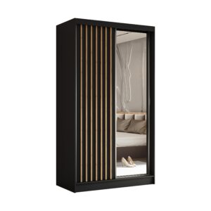 wohnli-moebel-suche-800001327247 Wohnli Möbelsuche - SCHWEBETÜRENSCHRANK LAMELLO 120/216/61 cm 2-türig mit Spiegel Schwarz