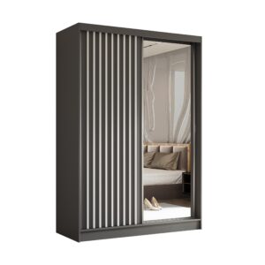 wohnli-moebel-suche-800001327269 Wohnli Möbelsuche - SCHWEBETÜRENSCHRANK LAMELLO 150/216/61 cm 2-türig mit Spiegel Grau
