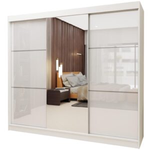 Wohnli Möbelsuche - SCHWEBETÜRENSCHRANK VITALE 240/216/61 cm 3-türig mit Spiegel Weiß