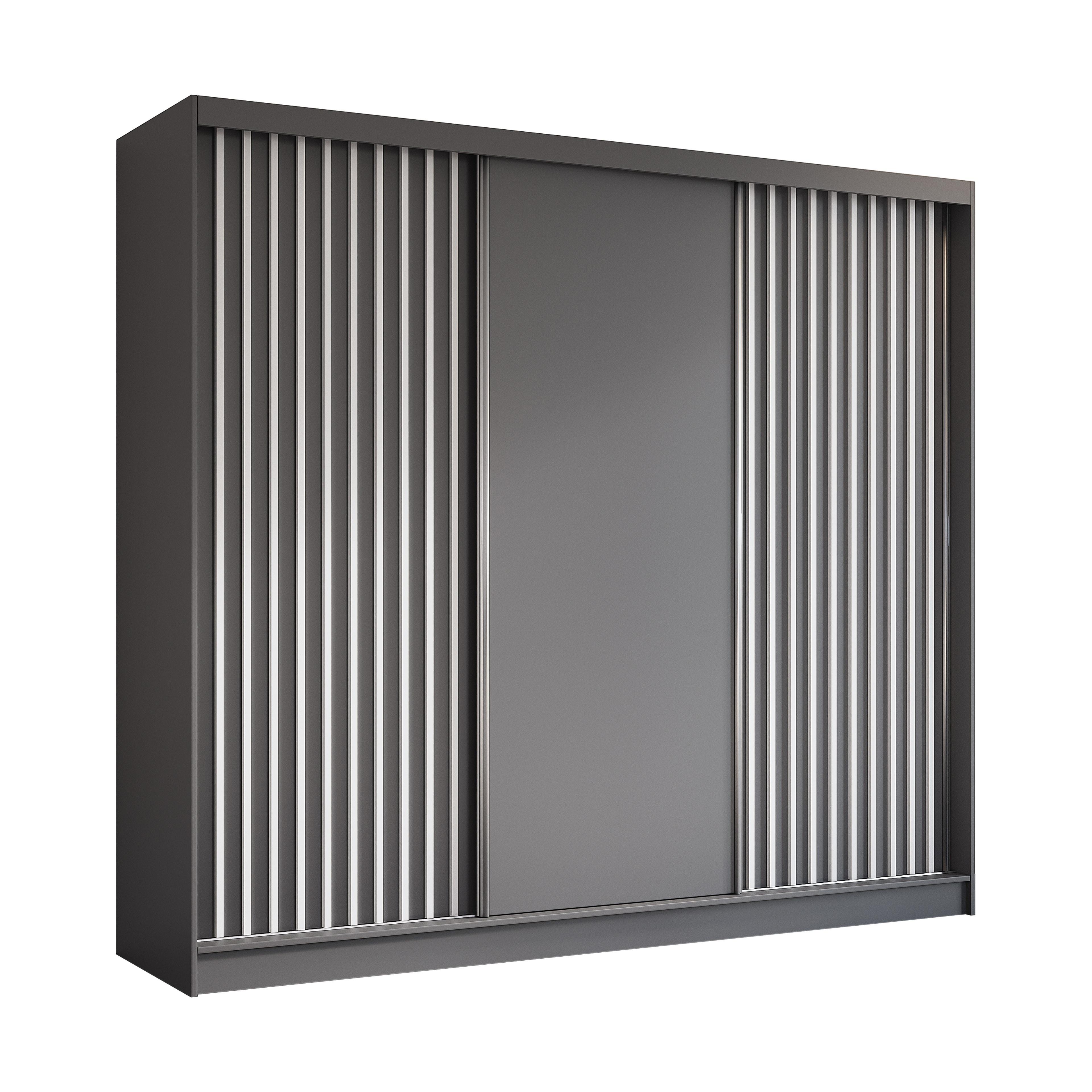 wohnli-moebel-suche-800001327333 Wohnli Möbelsuche - SCHWEBETÜRENSCHRANK LAMELLO 240/216/61 cm 3-türig Grau