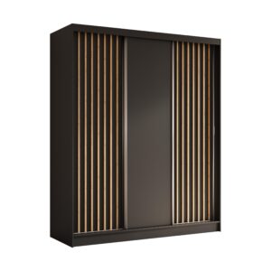 wohnli-moebel-suche-800001327343 Wohnli Möbelsuche - SCHWEBETÜRENSCHRANK LAMELLO 180/216/61 cm 3-türig Schwarz