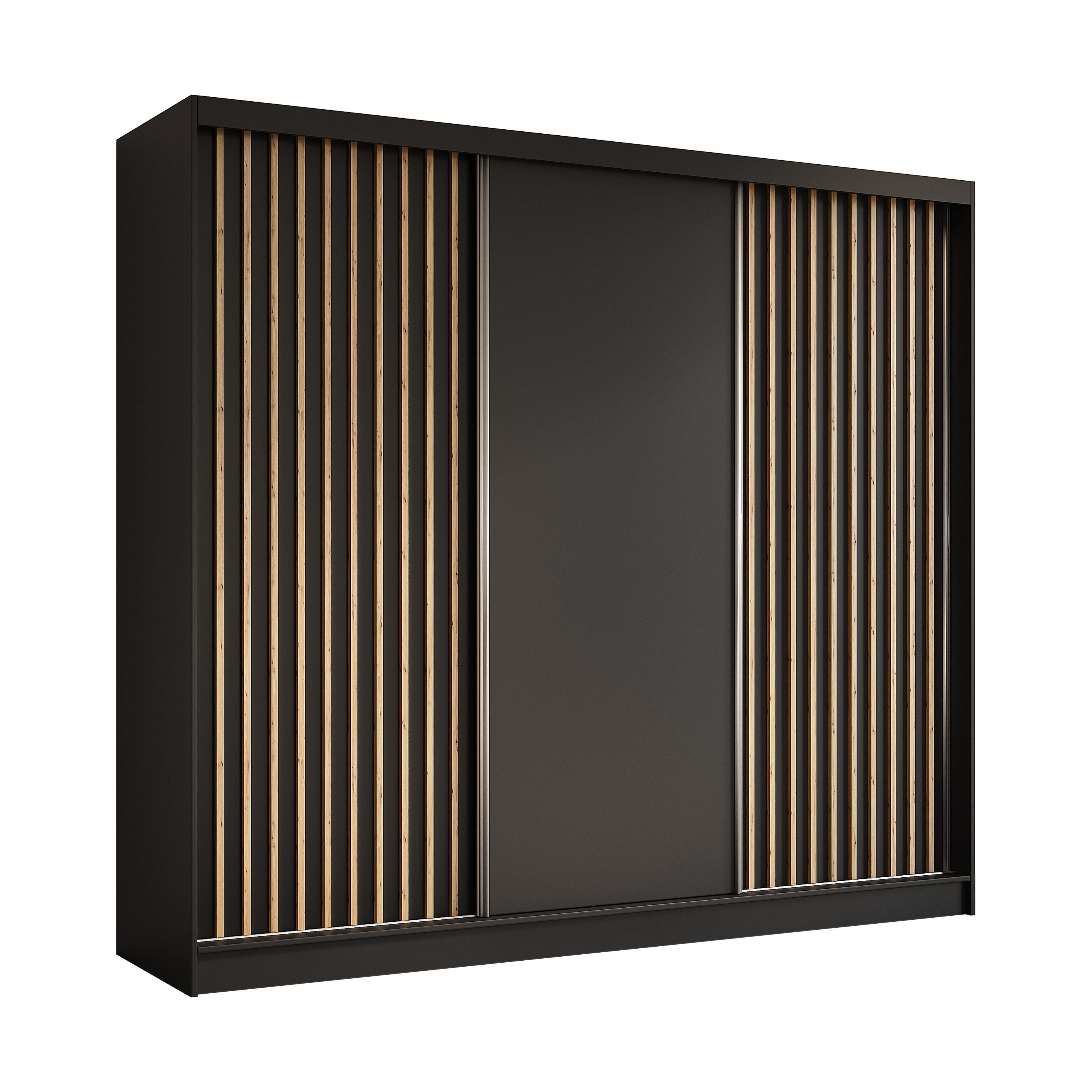 wohnli-moebel-suche-800001327350 Wohnli Möbelsuche - SCHWEBETÜRENSCHRANK LAMELLO 240/216/61 cm 3-türig Schwarz