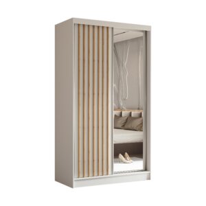 wohnli-moebel-suche-800001327354 Wohnli Möbelsuche - SCHWEBETÜRENSCHRANK LAMELLO 120/216/61 cm 2-türig mit Spiegel Weiß