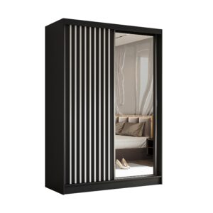 wohnli-moebel-suche-800001327404 Wohnli Möbelsuche - SCHWEBETÜRENSCHRANK LAMELLO 150/216/61 cm 2-türig mit Spiegel Schwarz