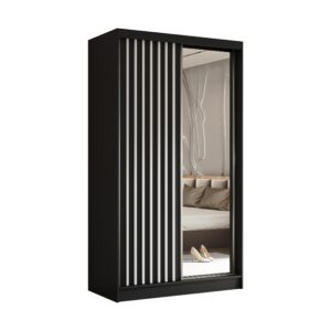 wohnli-moebel-suche-800001327410 Wohnli Möbelsuche - SCHWEBETÜRENSCHRANK LAMELLO 120/216/61 cm 2-türig mit Spiegel Schwarz