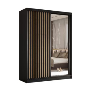 wohnli-moebel-suche-800001327443 Wohnli Möbelsuche - SCHWEBETÜRENSCHRANK LAMELLO 160/216/61 cm 2-türig mit Spiegel Schwarz