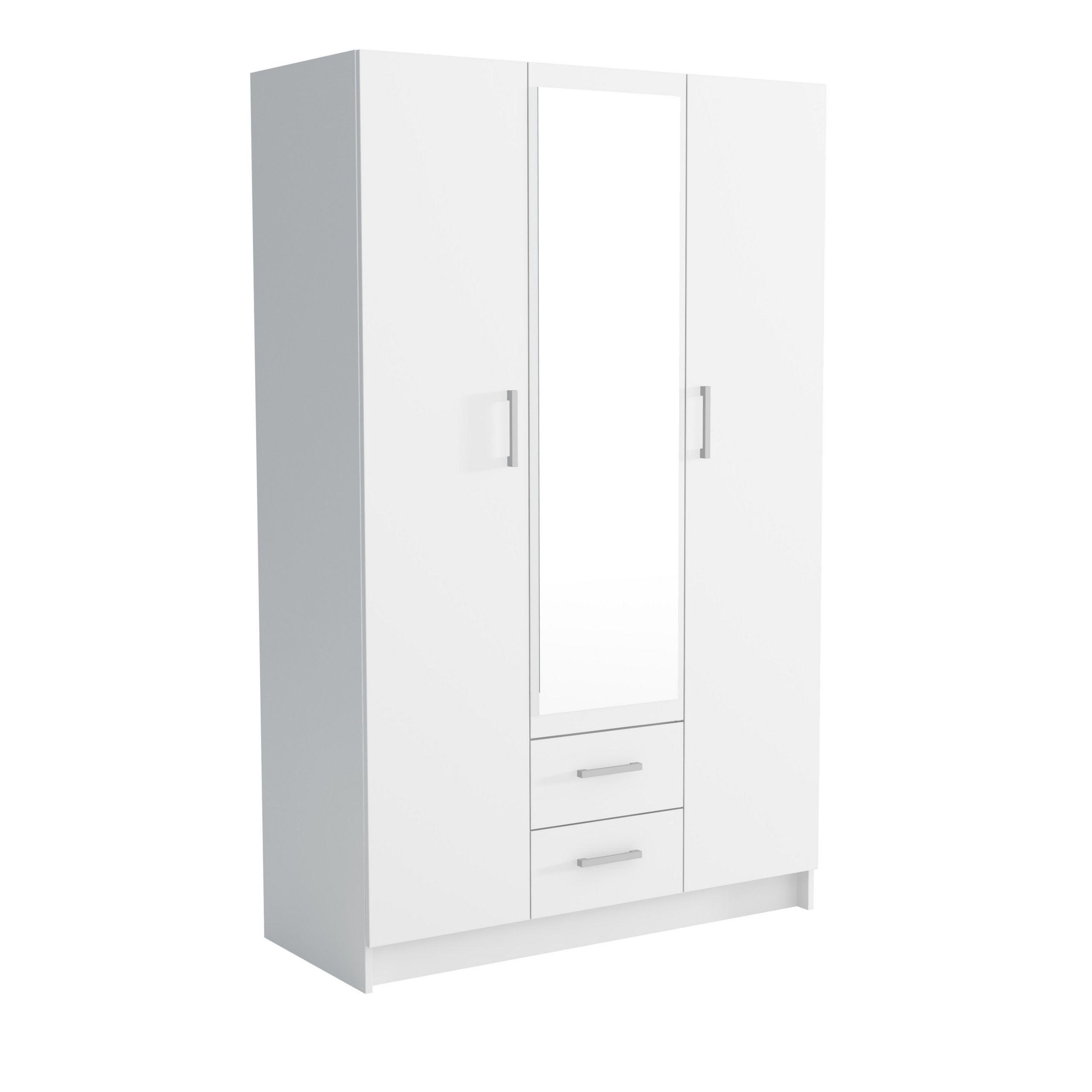 wohnli-moebel-suche-800001327470 Wohnli Möbelsuche - DREHTÜRENSCHRANK PINELLO 120/195/55cm 2-türig mit Spiegel Weiß