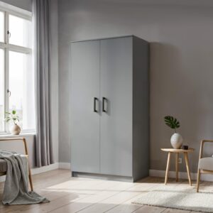 wohnli-moebel-suche-800001327494-1 DREHTÜRENSCHRANK SILO 90/180/50 cm 2-türig Grau Holzwerkstoff MASSENO Möbel > Schränke > Kleiderschränke > Drehtürenschränke Grau