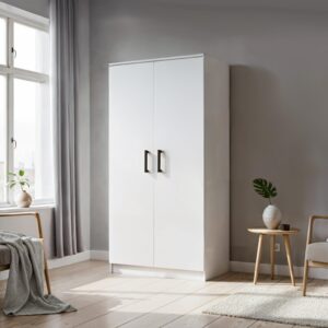 DREHTÜRENSCHRANK SILO 90/180/50 cm 2-türig Weiß Holzwerkstoff MASSENO Möbel > Schränke > Kleiderschränke > Drehtürenschränke Weiß