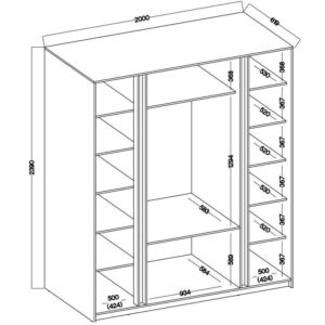 wohnli-moebel-suche-800001327526-1 9 cm 4-türig mit Spiegel Schwarz