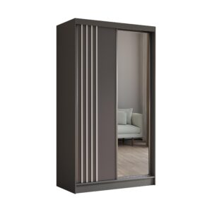wohnli-moebel-suche-800001327670 Wohnli Möbelsuche - SCHWEBETÜRENSCHRANK NELVIA 120/216/61 cm 2-türig mit Spiegel Grau