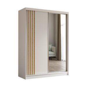 wohnli-moebel-suche-800001327694 Wohnli Möbelsuche - SCHWEBETÜRENSCHRANK NELVIA 160/216/61 cm 2-türig mit Spiegel Weiß