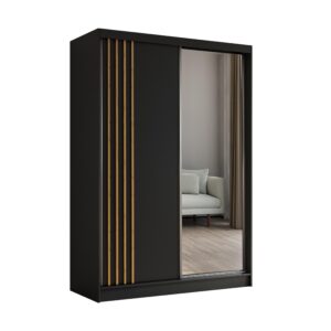 wohnli-moebel-suche-800001327739 Wohnli Möbelsuche - SCHWEBETÜRENSCHRANK NELVIA 150/216/61 cm 2-türig mit Spiegel Schwarz