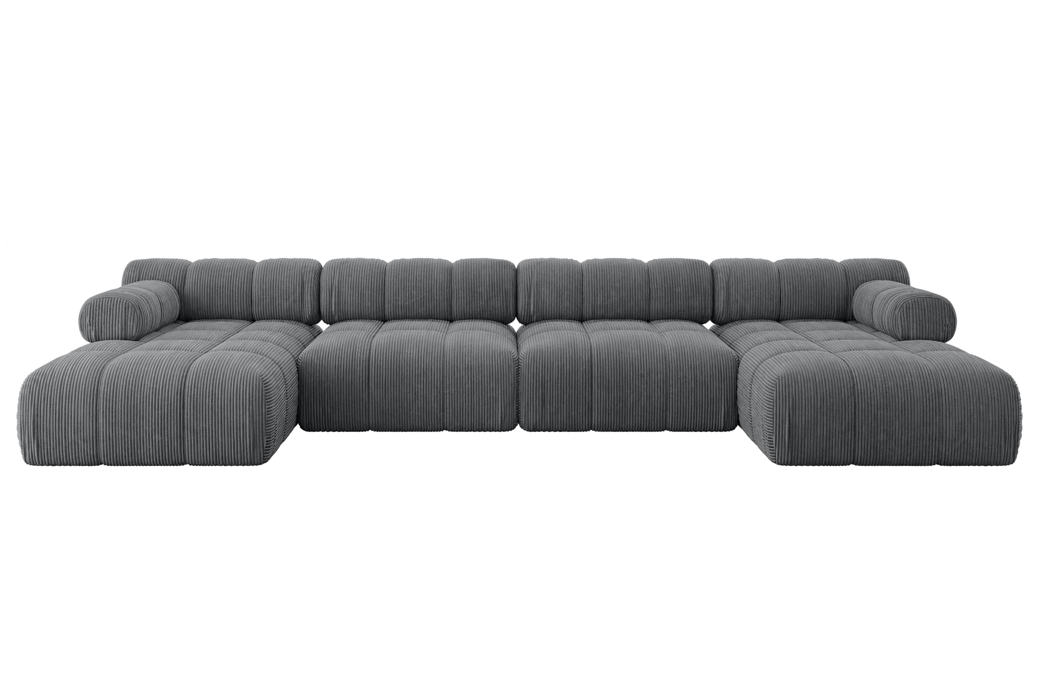 wohnli-moebel-suche-800001327868 Wohnli Möbelsuche - WOHNLANDSCHAFT modulares Sofa Tesso-U2 - 380x160x70 cm Dunkelgrau Cord