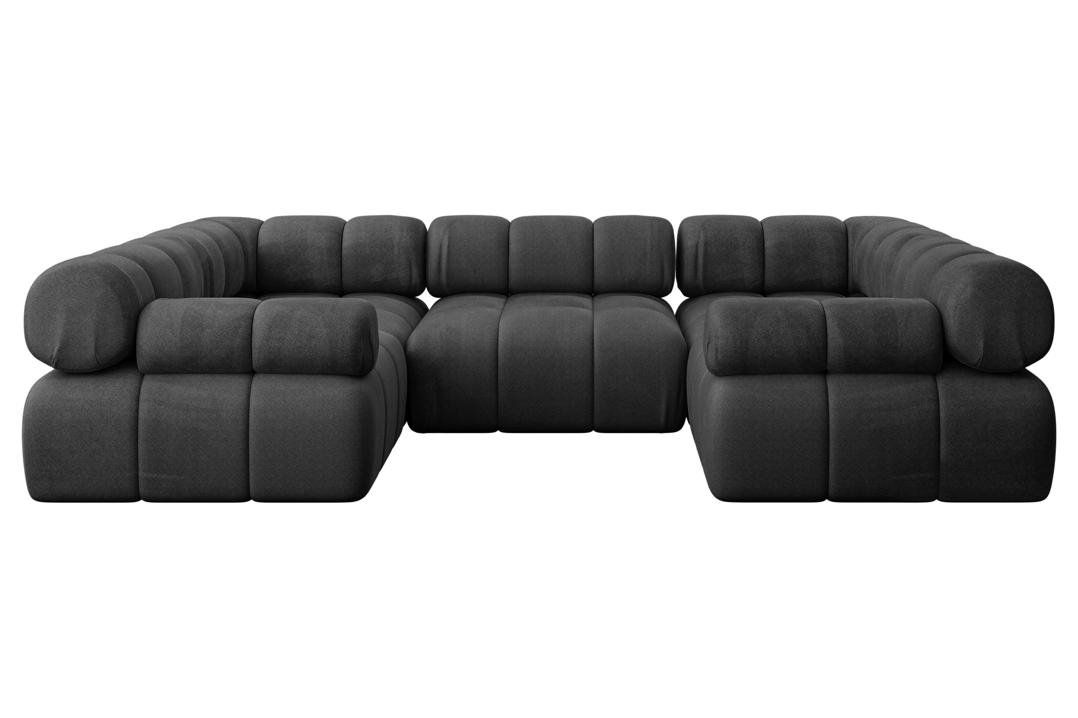 Wohnli Möbelsuche - WOHNLANDSCHAFT modulares Sofa Birno-U1 - 285x190x70 cm Schwarz Velours