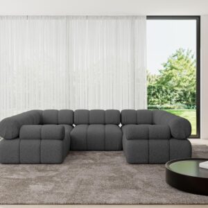 wohnli-moebel-suche-800001327881-1 WOHNLANDSCHAFT modulares Sofa Birno-U1 - 285x190x70 cm Grau Bouclé Textil ALTDECOR Möbel > Sofas & Couches > Wohnlandschaften > Wohnlandschaften U-Form Grau