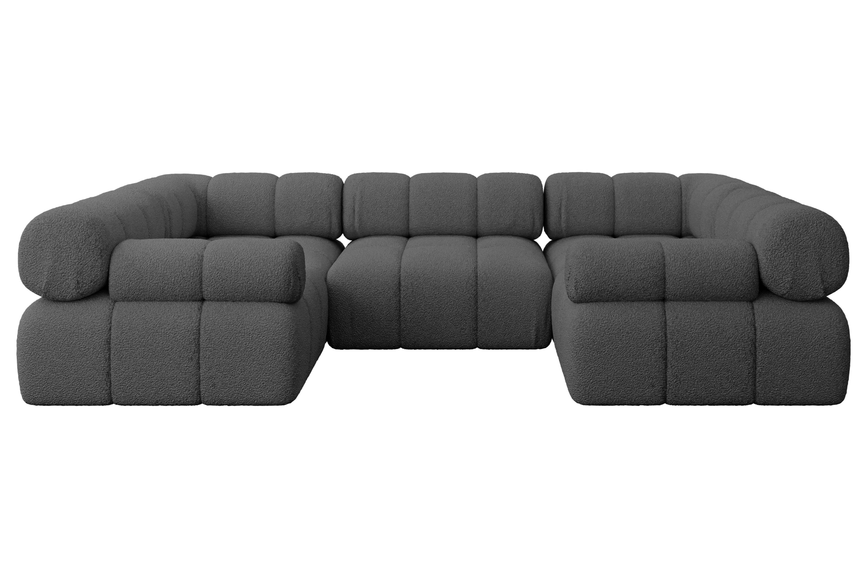 wohnli-moebel-suche-800001327881 Wohnli Möbelsuche - WOHNLANDSCHAFT modulares Sofa Birno-U1 - 285x190x70 cm Grau Bouclé