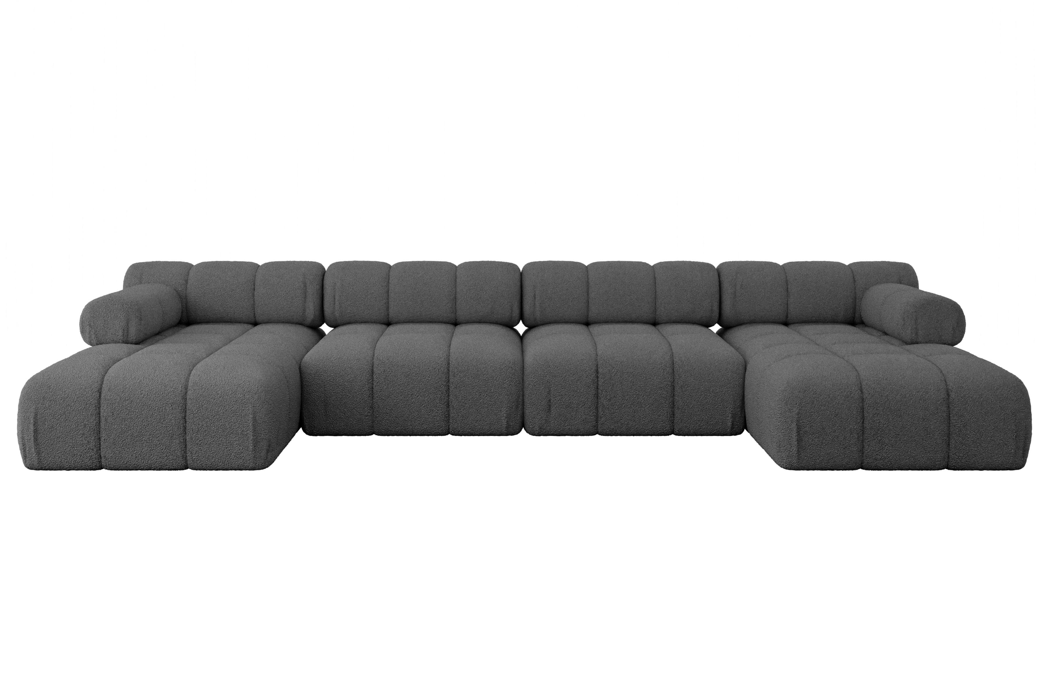 wohnli-moebel-suche-800001327882 Wohnli Möbelsuche - WOHNLANDSCHAFT modulares Sofa Tesso-U2 - 380x160x70 cm Grau Bouclé
