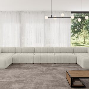 wohnli-moebel-suche-800001327886-1 WOHNLANDSCHAFT modulares Sofa Garvo-U3 - 475x190x70 cm Creme Cord Textil ALTDECOR Möbel > Sofas & Couches > Wohnlandschaften > Wohnlandschaften U-Form Weiß