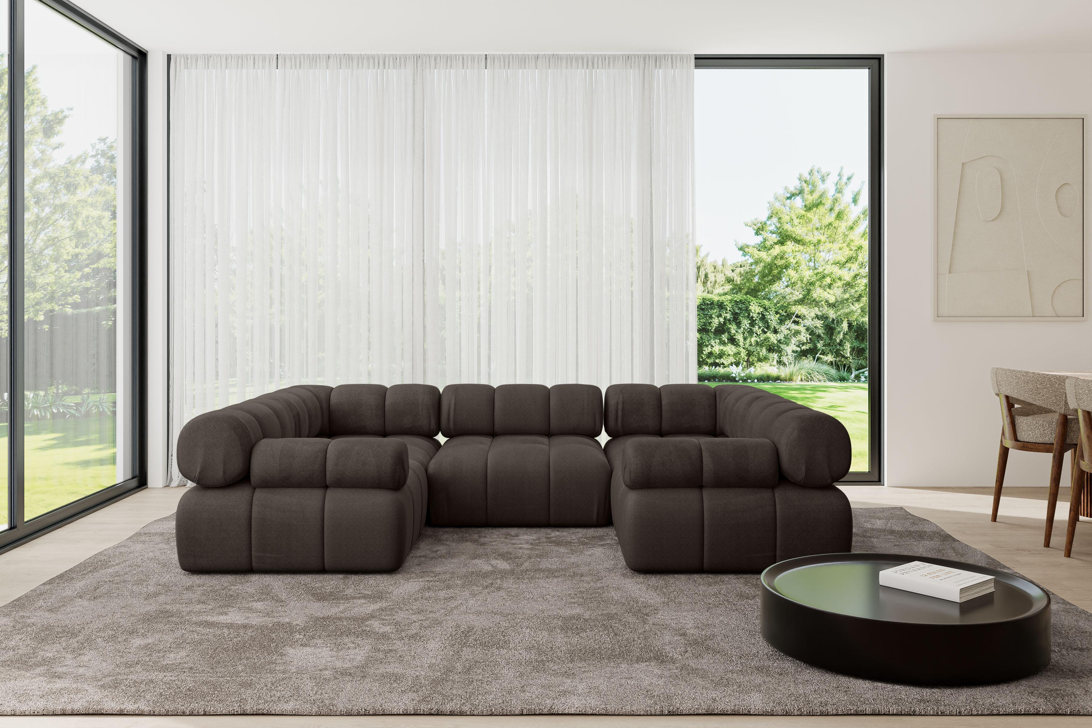 WOHNLANDSCHAFT modulares Sofa Birno-U1 - 285x190x70 cm Braun Velours Textil ALTDECOR Möbel > Sofas & Couches > Wohnlandschaften > Wohnlandschaften U-Form Braun