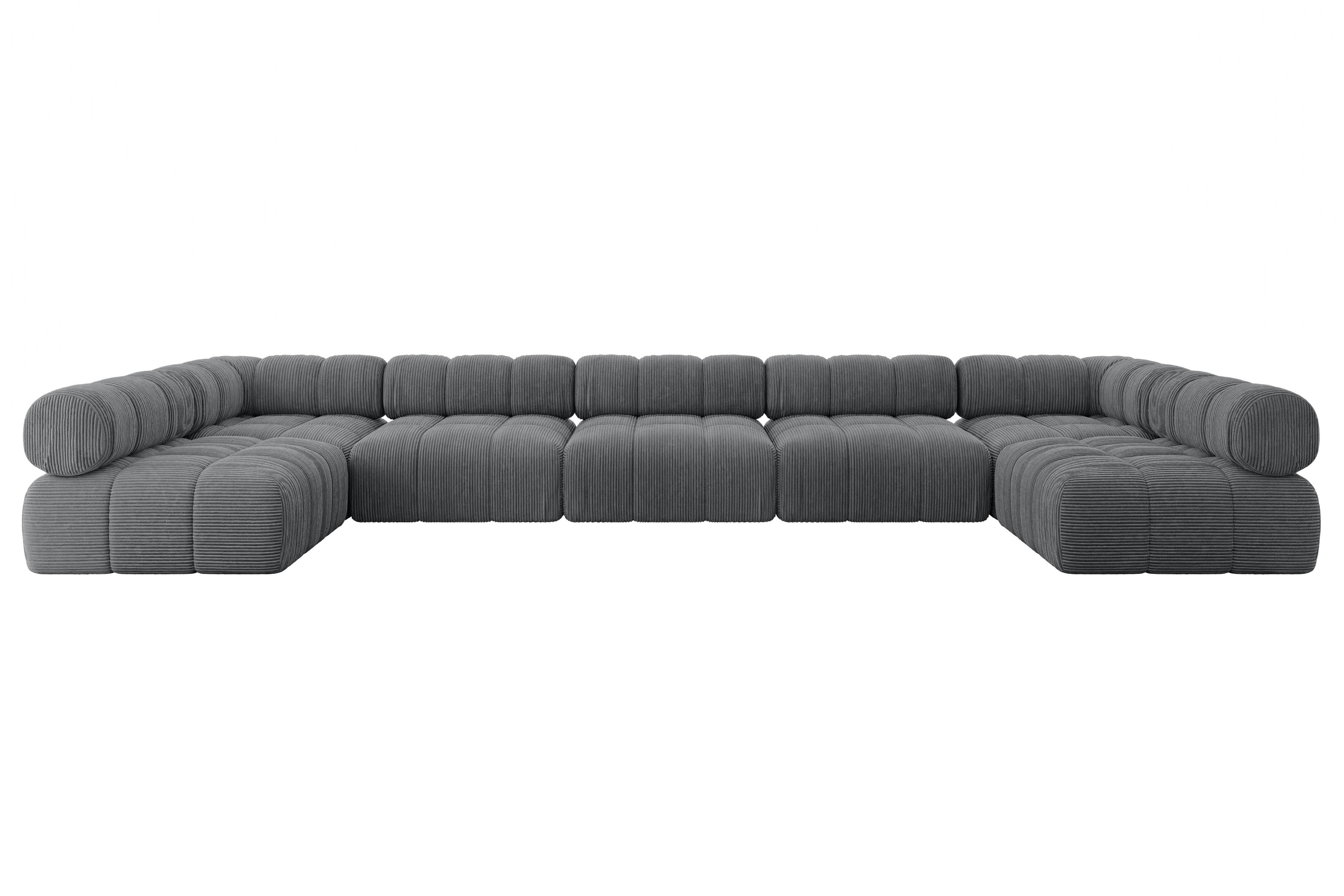 wohnli-moebel-suche-800001327895 Wohnli Möbelsuche - WOHNLANDSCHAFT modulares Sofa Garvo-U3 - 475x190x70 cm Dunkelgrau Cord